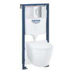Комплект за WC, Solido 4 в 1, 38528001 + 38844000 + 3855800M + чиния Bau Ceramic без ринг ,тънка седалка GROHE Solido 103849SH00