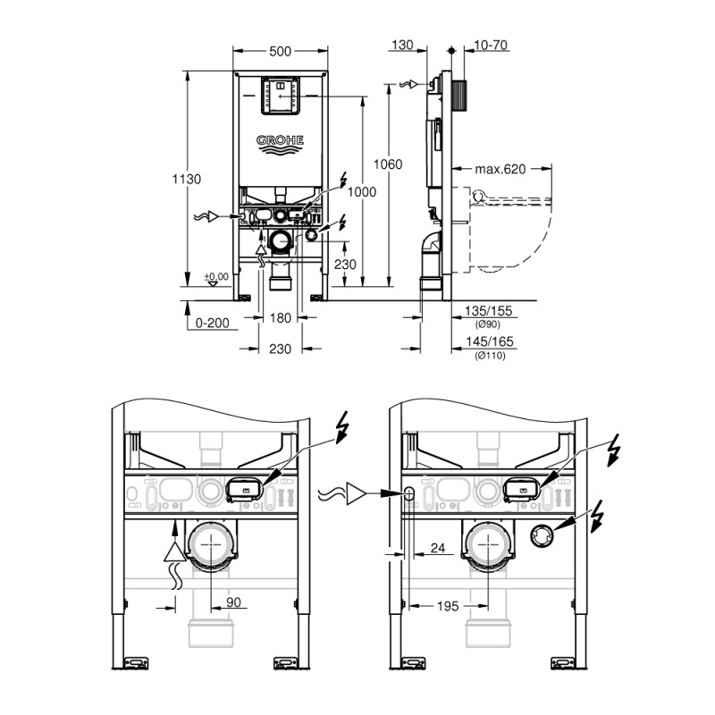 Rapid SLX структура за WC 1.13m GROHE Rapid SLX 39596000 » Баня Дизайн