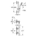 Смесител с термостат Grohtherm 500 и окачване+ръчен душ GROHE Grohtherm 500 34796001 - Image 4