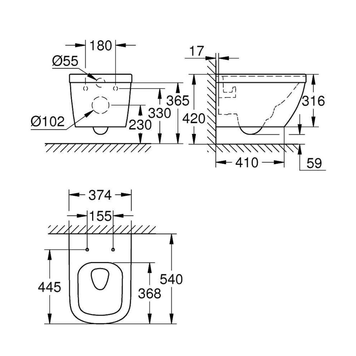 Пълен комплект вградено казанче и тоалетна чиния 5в1 GROHE Rapid SL WC 36501000 - Image 9